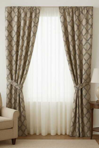 Heavy Weight Luxury Background Curtain (Flat Sewing, No Piles, Adjustable Pile Handle Tie)