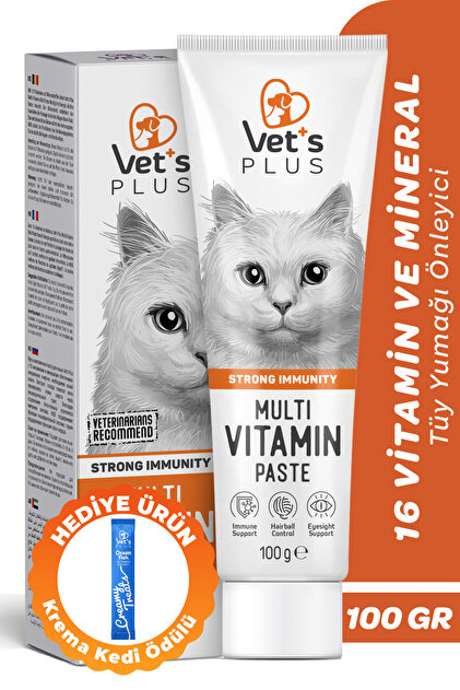 Vet's Plus Multivitamin Malt Macun 100gr (Tüy Yumağı Önleyici ve
