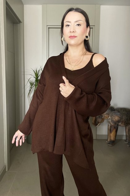 3-Piece Knitwear Set Cardigan-Blouse-Pants
