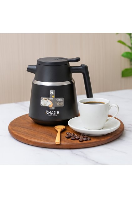 1.3L Tea and Coffee Thermos - Stainless Steel Inner, Elegant Black Design