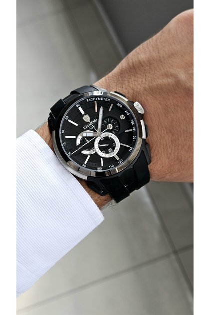 RYM-83020 SILIKON CRONO ERKEK SAAT SS-BK