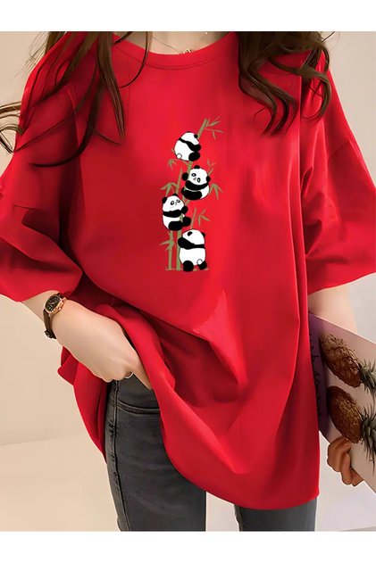 Small Pandas Printed Oversize T-Shirt