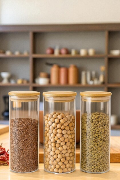 | Borrelia | 3-Piece Mega Size Spice Jar Set with Bamboo Lids 1000 Ml.