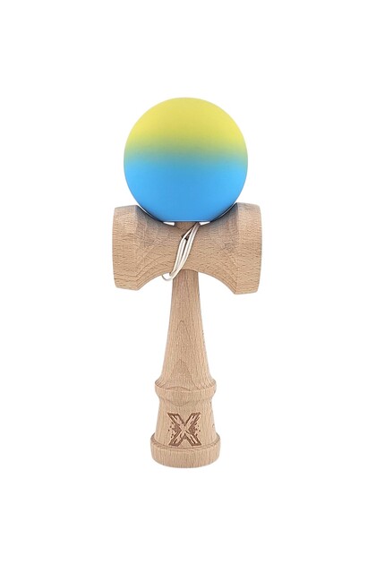Kendama X original, jucărie profesională, Flippy, 18 cm, gradient galben/albastru