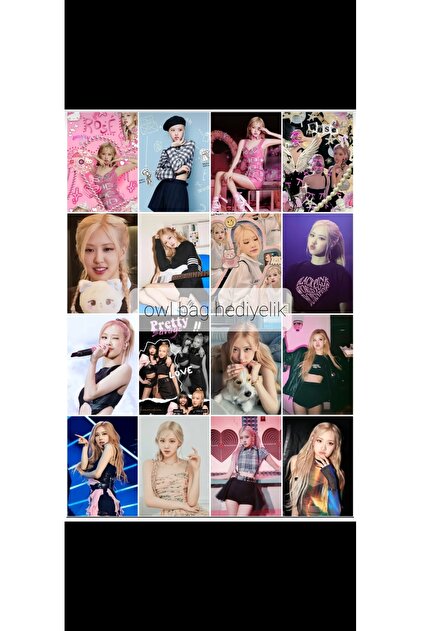 owl bag KPOP- Blackpink - ROSE tasarımlı desenli 16 ' lı fotokart