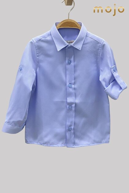 Baby Boy 1-5 Years Folded Sleeve Shirt 4013 Blue