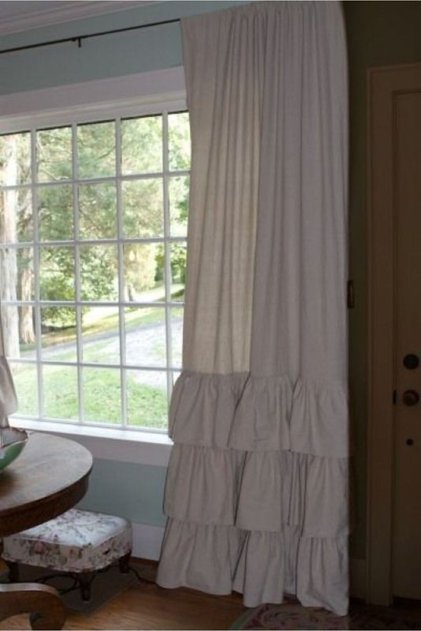Altta Ruffle Vintage Cotton Linen Curtain (Width X Length) - Single Panel - No Pleats