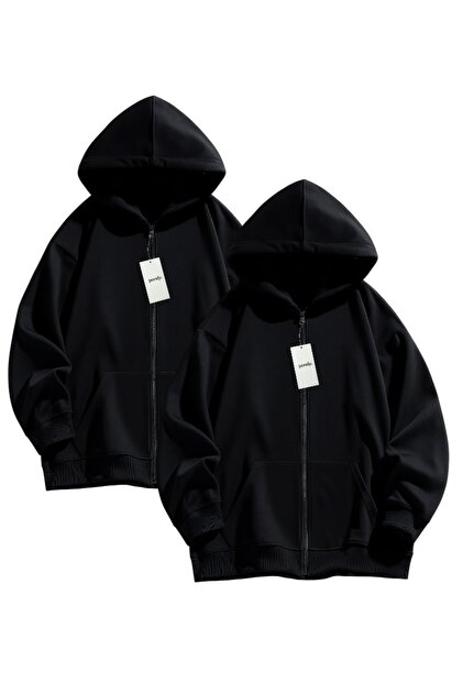 pandy 2'li Siyah Renk Fermuarlı Mevsimlik Hırka / Sweatshirt