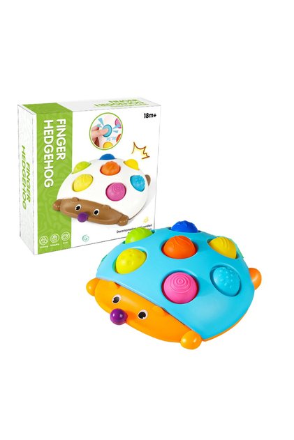 Jucarie senzoriala Arici cu pop it Finger Hedgehog, albastru