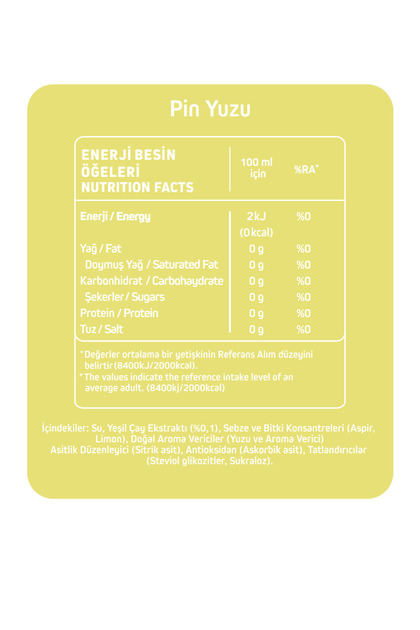 Pin Japon Limonu Yuzu - Şekersiz & Kalorisiz 1lt x6 Adet - Fiyatı