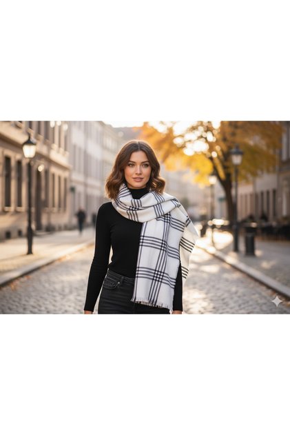 Women's Patterned Thick Winter Shawl – Oversize Shawl (65*175 cm)