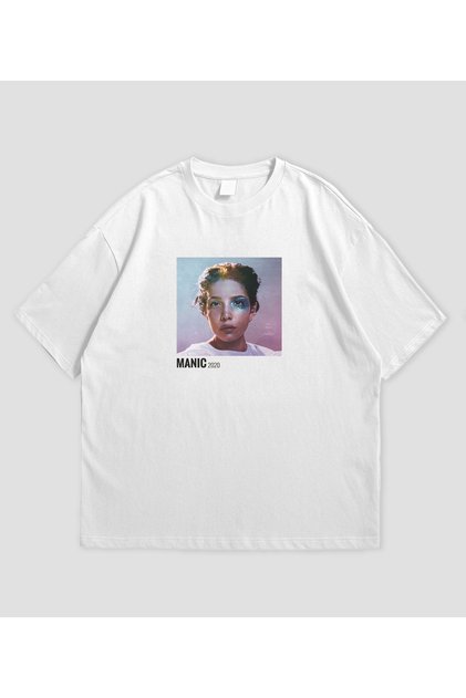 Halsey Album Printed White Oversize T-Shirt Unisex 100% Cotton Crew Neck T-Shirt