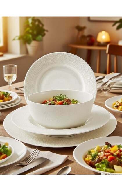 24-Piece Porcelain Dinner Set White