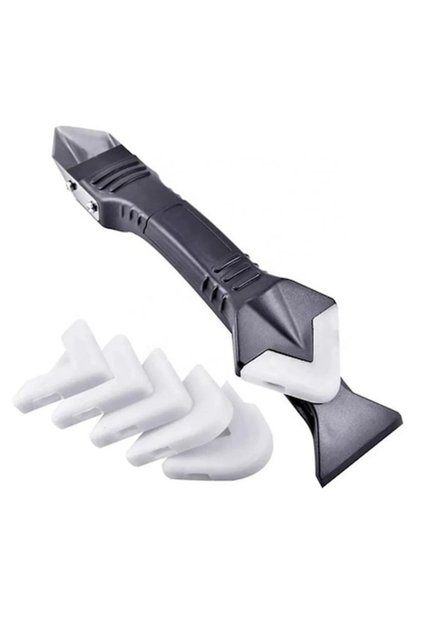 Dispozitiv pentru intinderea si curatarea siliconului tip spatula, 5 capete interschimbabile, Gri