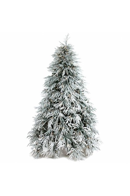 Brad de Crăciun artificial Snowy River cu zăpadă și luminițe, PE, 198 cm, 600 LED-uri