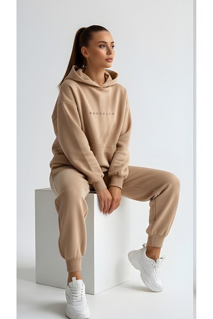 Brooklyn Printed 3 Thread Ruched Women's Bottom Top Tracksuit Set