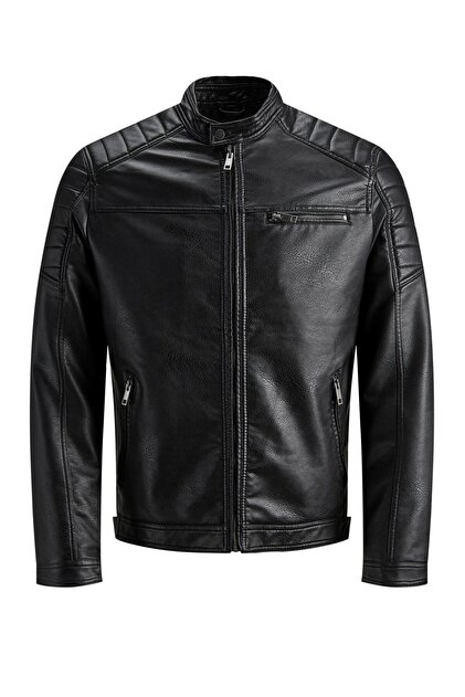 Jack & Jones Erkek Siyah Jjedylan Pu Biker Jacket Noos Ceket