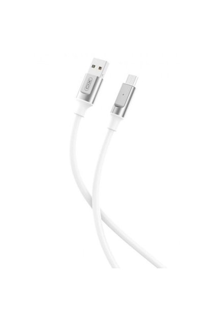 Cablu de date și încărcare metalic NB251 USB-A la USB-C 6A, 1 m, alb