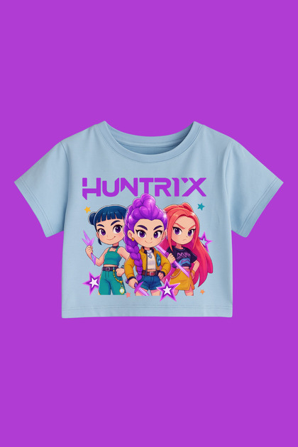 K-Pop Demon Hunters Huntrix Printed Cropped Crop Top Slim Fit