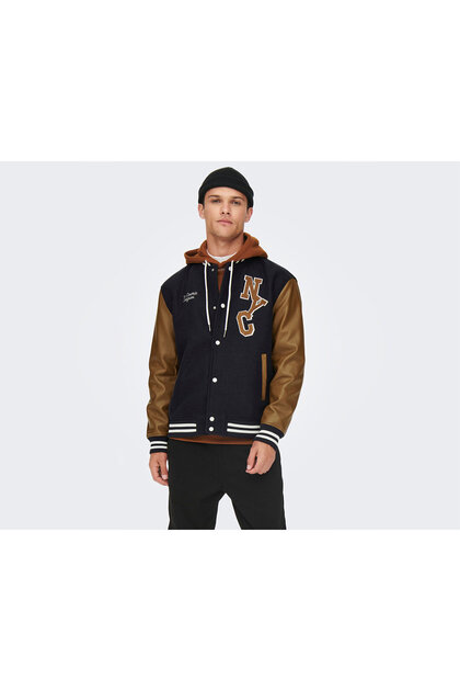 OnlyOneOf ユジョン ONLY Onsjay Varsity Jacket Otw Erkek Günlük Ceket 22022572-DARK