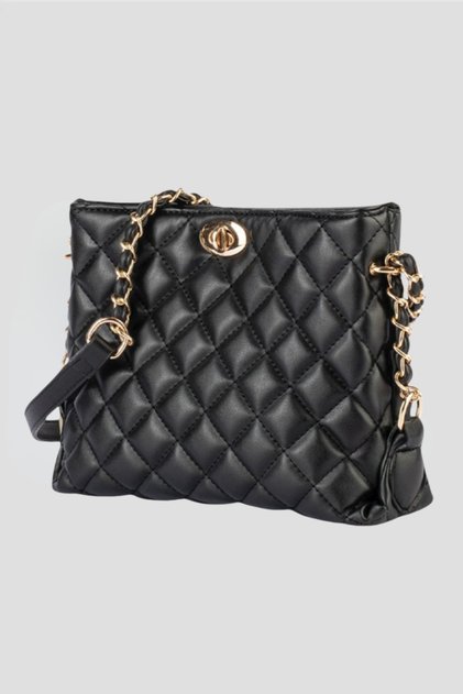 Women's Black Chain Detailed Hand & Shoulder Bag C3008