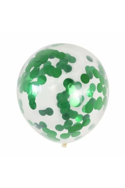 Balon latex verde cu confetti 30 cm