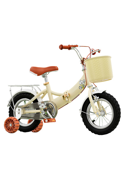 16 Inch Foldable Kids Bike, Bicycle with Flashing Training wheels, Rear Seat and Basket