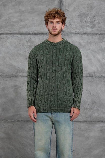 Men's Knitwear Mrk Knitted Oversized Sweater Green Oversized Knitwear Fabric