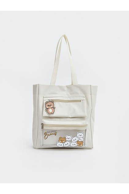 Pink Bear Printed Girl's Shoulder Bag