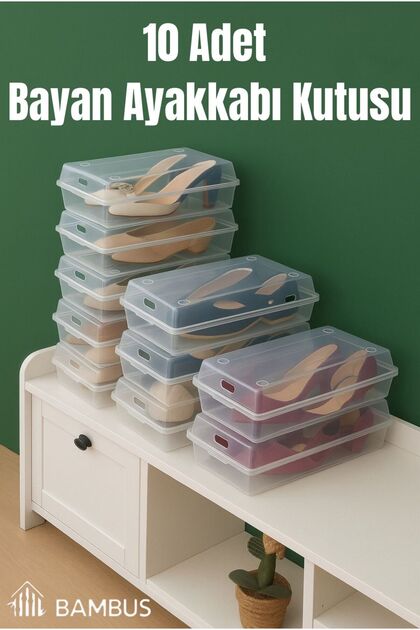 10'lu Şeffaf Ayakkabı Saklama/Düzenleme Kutusu