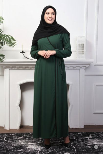 Summer Sweat-Proof Fabric Side-Tie Double-Breasted Solid Color Women's Prayer Dress Robe