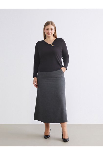Seray New Season Plaid A-Line Skirt with Elastic Waist
