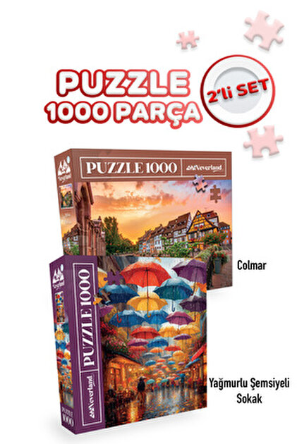 Neverland 2 ADET 1000 PARÇA PUZZLE- COLMAR VE HUZURLU MANZARA