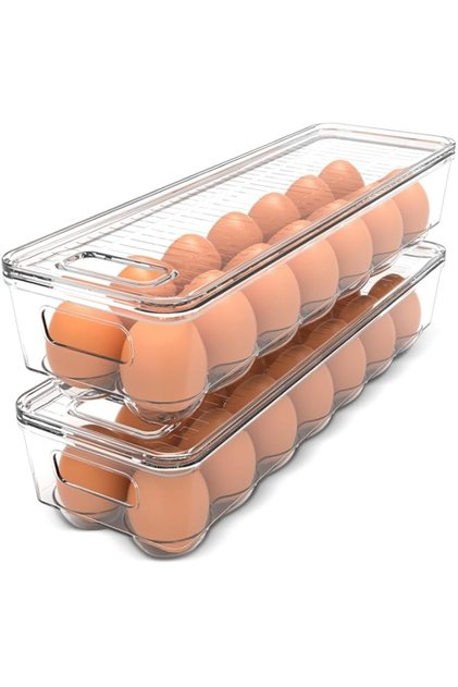 Utopia Home Egg Container For Refrigerator - 14 Egg Container With Lid & Handle, Egg Holder For Refr
