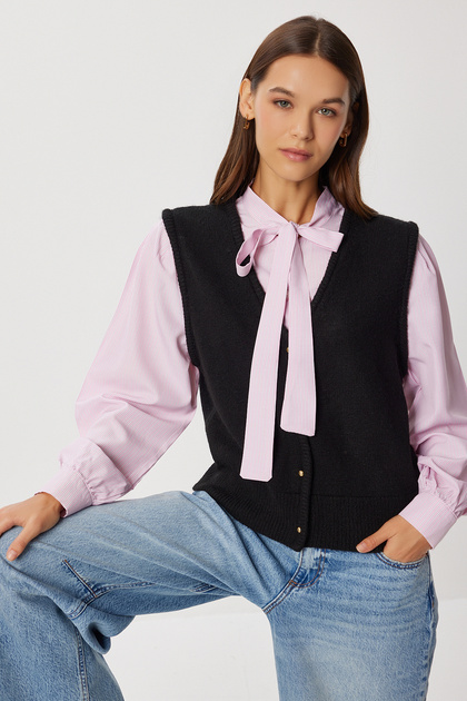 Knitwear Sweater Shirt Lrg0046 Black Pink