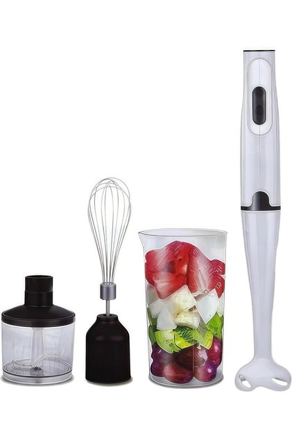 4-in-1 Hand Blender Electric 800W with Food Chopper 500ml, Stainless Steel Beater and 700ml Measurin