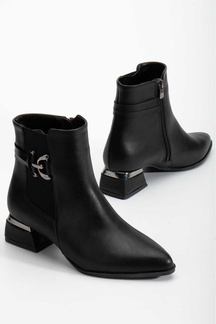 Women's Leather Elastic & Buckled Boots & Booties 4CM Heel d111