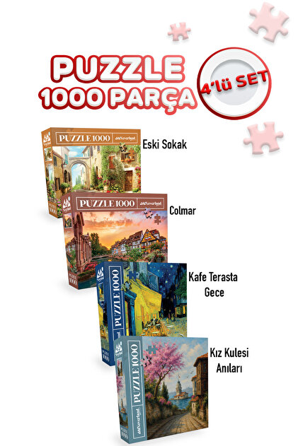 Neverland 4 Adet 1000 Parça Puzzle - Eyfel / İstanbul Evening