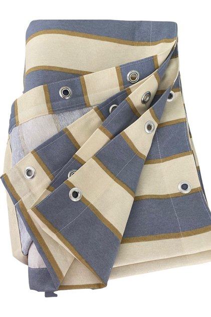 Balcony Curtain Bird's Eye Pattern Gray Cream Striped with Size Options