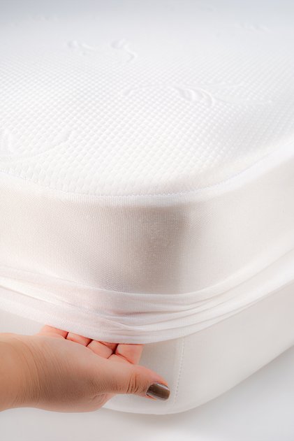 Protector de saltea din jacquard cu margine completă, rezistent la lichide, alb