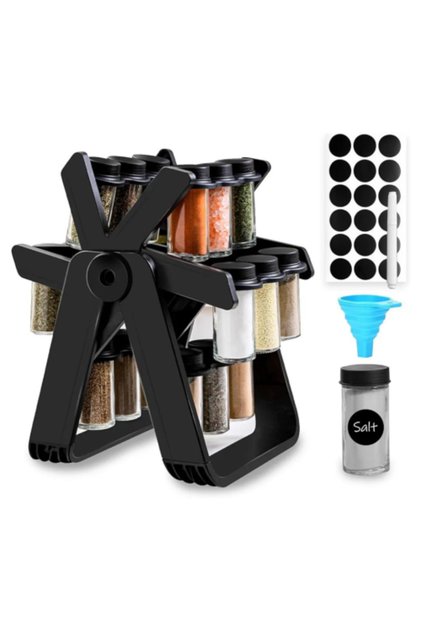 Revolving spice organizer with 18 bottles