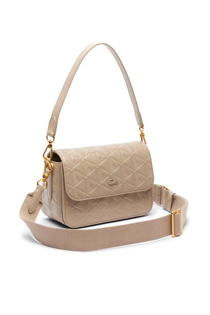 Maheki Monogram Beige Leather Women's Shoulder Bag Elsbeauty