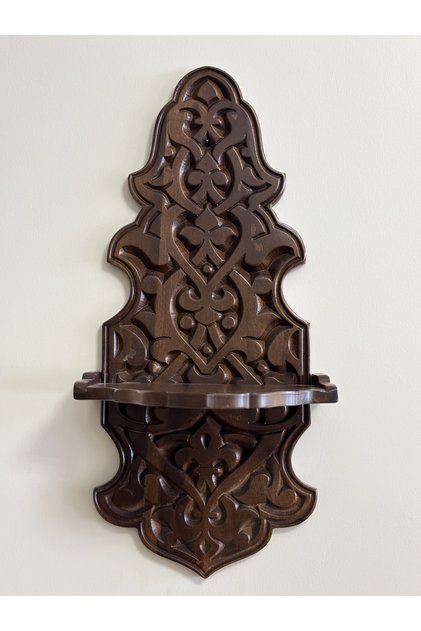 Maraş El Oyma Büyük Ceviz Kavukluk – 66x30x25.5 cm Duvara Monte Dekoratif Raf