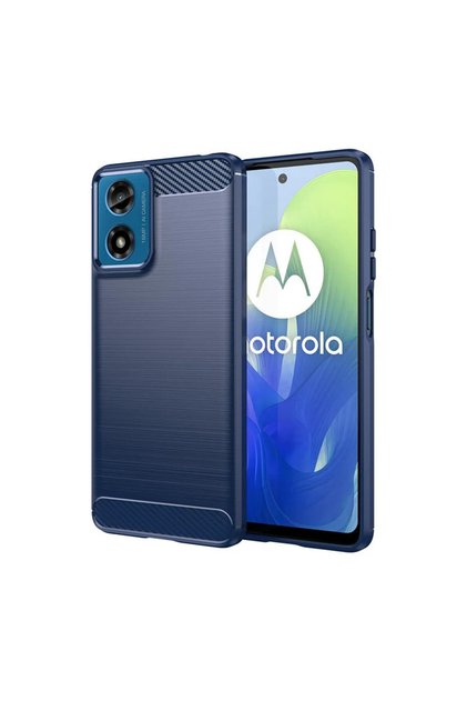 Кейс от карбонов устойчив материал за Motorola Moto G04 / G04s / G24 / G24 Power / E14, Удароустойчив, Син