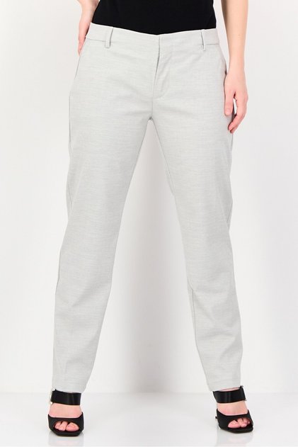 Women Cigarette Fit Heather Straight Leg Pants, Light Grey
