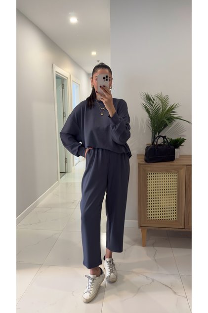 Marla Anthracite Long Sleeve Pants Modal Set