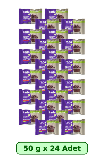 Tada Glutensiz Kakaolu Fındıklı Mini Kek 50 gram 24 lü Paket