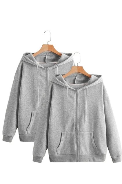 2-Piece Zippered Cardigan Hooded Sweatshirt