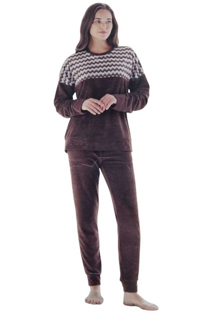 Kadın kahve Uzun Kol Pijama Takımı 4930