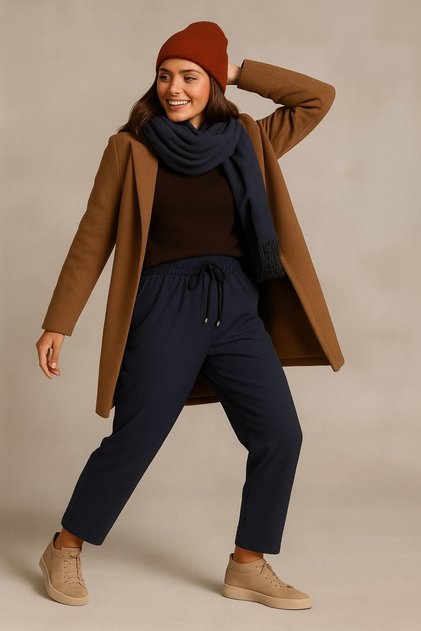 Autumn/Winter Women's Plus Size Full Lycra Stretchy Ankle-Length Pocketed Elastic Waist Carrot Pants